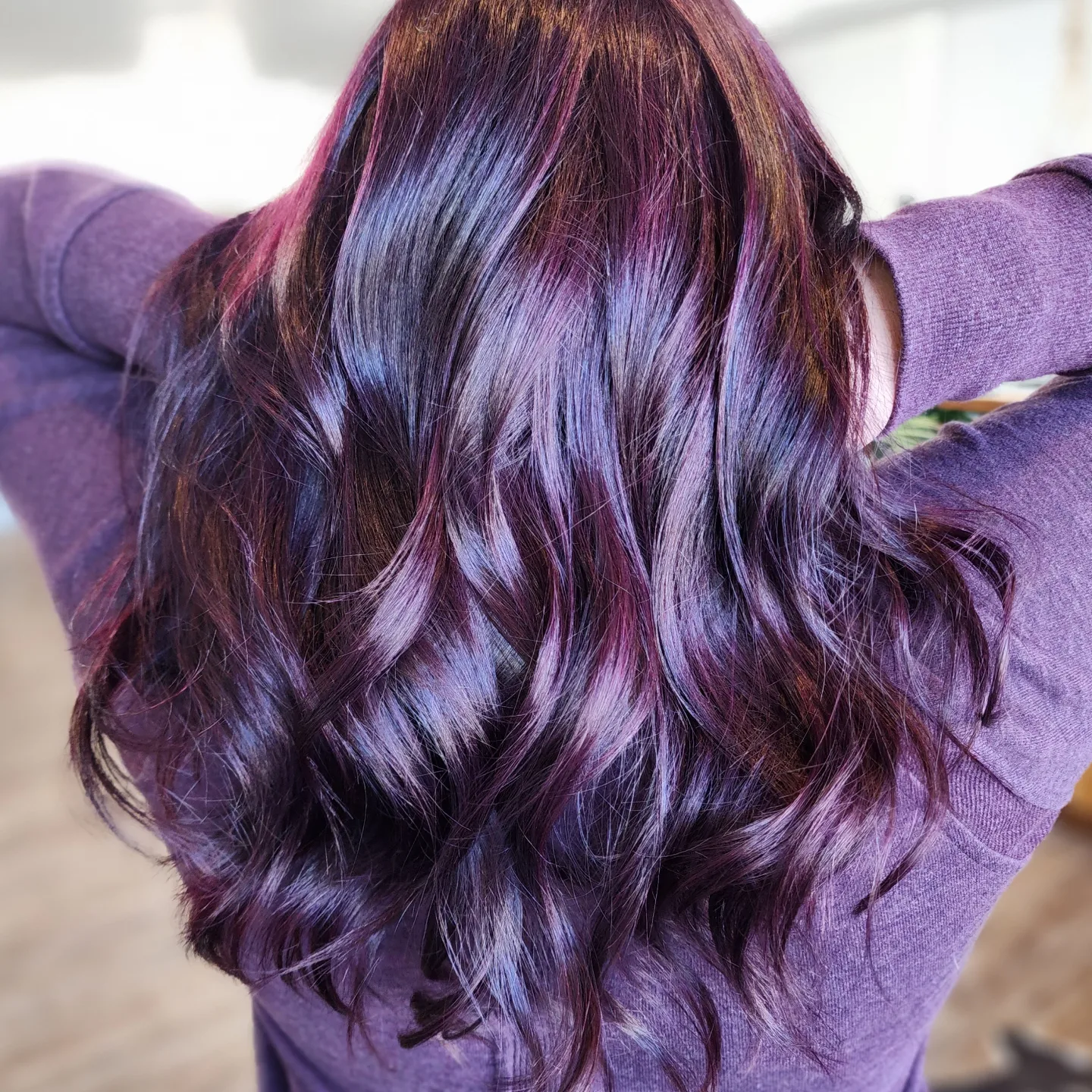 Vivid purple and plum dimensional color with waves